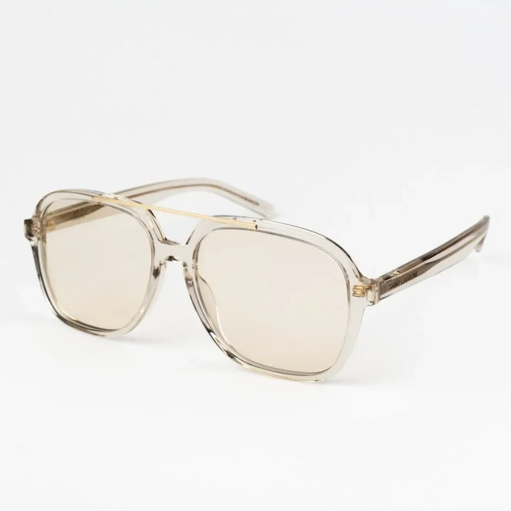 NEW Saint Laurent SL545 002 Beige Light Yellow Pilot Unisex Sunglasses